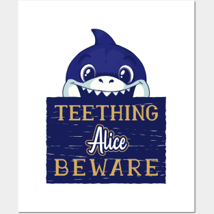 Alice - Funny Kids Shark - Personalized Gift Idea - Bambini Posters and Art